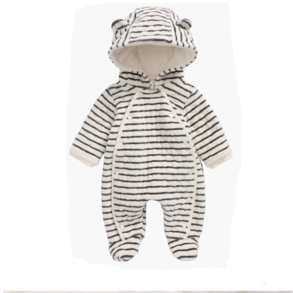 NWT Nordstrom Baby Stripe Hoodie Outfit 6 months Footie & Ears